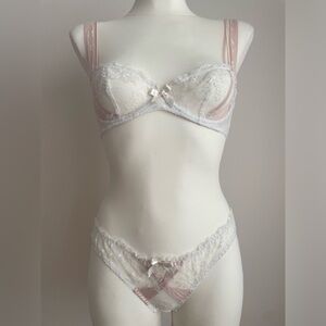 Agent Provocateur | Maddy | White & Pink | Bra 34C +  Briefs AP3